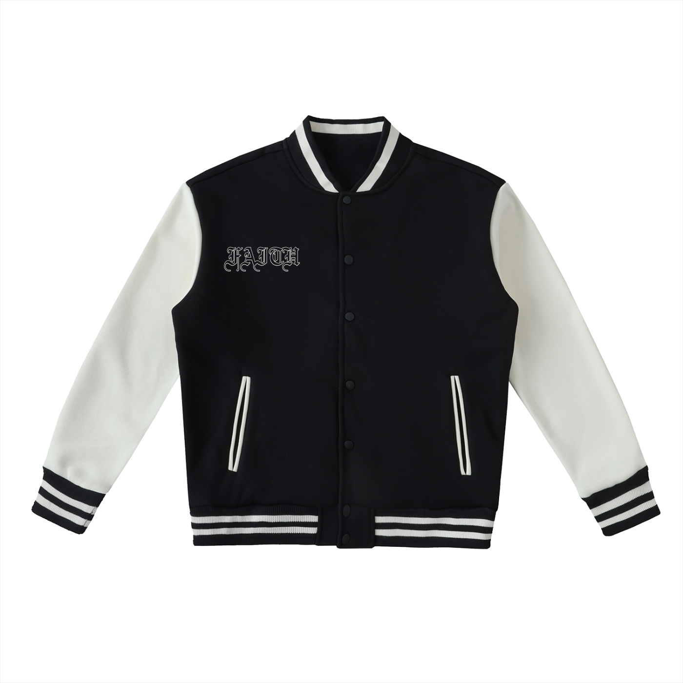 FAITH Two-Tone Fleeced Varsity Jacket